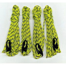 Guy Ropes 3mm 4m Guy Lines Tent Camping Cords Heavy Duty Pack of 4 (Bright Green Whit Black Fleck)