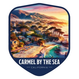 Carmel by The Sea California Vintage Shield Badge Souvenir - 3-Inch Vinyl Sticker
