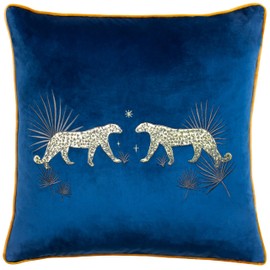 Wylder Tropics Dusk Leopard Square Cushion Cover ,Navy,50 x 50cm