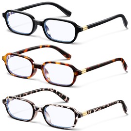 FURISHQI Retro Blue Light Blocking Glasses for Women Reduce Eye Strain Anti-Fatigue Computer Rectangular Eyeglasses