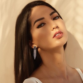 BiBeary Tassel Pendant Earrings Women's Earrings Long Drop Earrings Linear Drop Bohemian Square Fringe Chain Party Austrian Crystal 925 Sterling Silver Stud, Crystal, Zircon