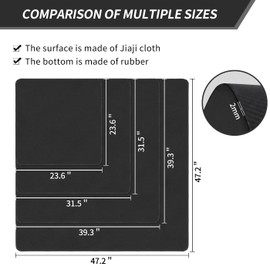 LERYG Square Large Tabletop Game Playmat,Used for Playing Poker,Mahjong,Playing Cards,and Role-Playing Games, with Thick Seam Edge,Waterproof,and Anti Slip(100 * 100cm*2mm) Black
