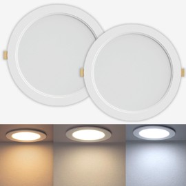 TAG LICHT LED Downlight Ceiling spotlights | Pack of 2 German Engineered | IP54 Changeable Colour Temperature 3000K, 4000K, 6000K | Ultra Slim LED Panel Light | 18W Round downlights (18W (Pack of 2))