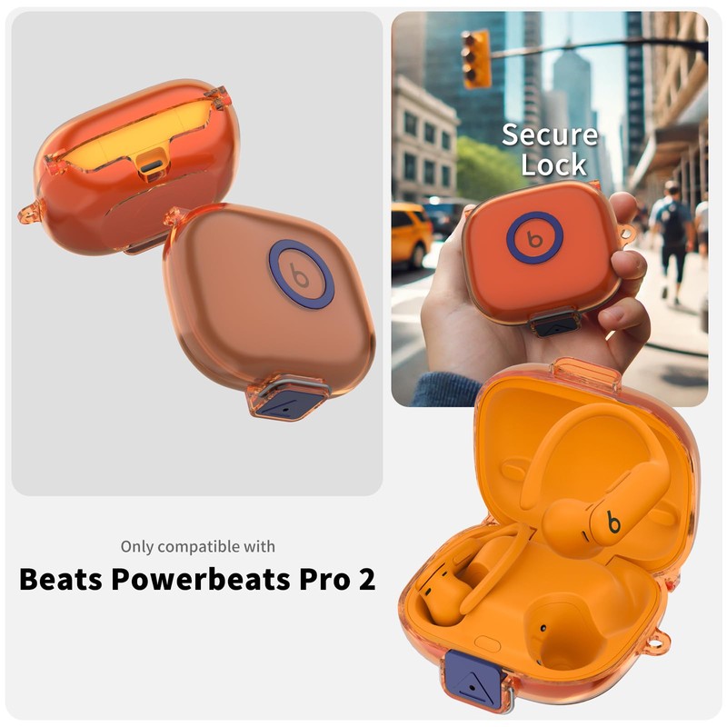 [Secure Lock] for Beats Powerbeats Pro 2 Case, Soft Clear