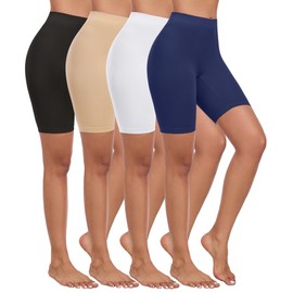 Okimay 4 Pack Slip Shorts for Under Dress Women Seamless Boyshorts Panties Anti Chafing Shorts
