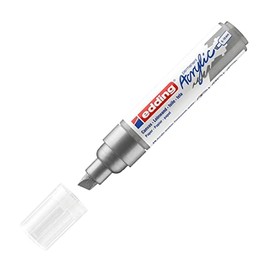 edding 5000 Marcatore Acrilico Largo, Argento, 1 Marcatore a Vernice Acrilica, Punta Scalpello 5-10Mm, Pennnarello Acrilico per Disegno Su Tela, Carta, Legno, Marcatore Acrilico per Sassi/Ciotoli