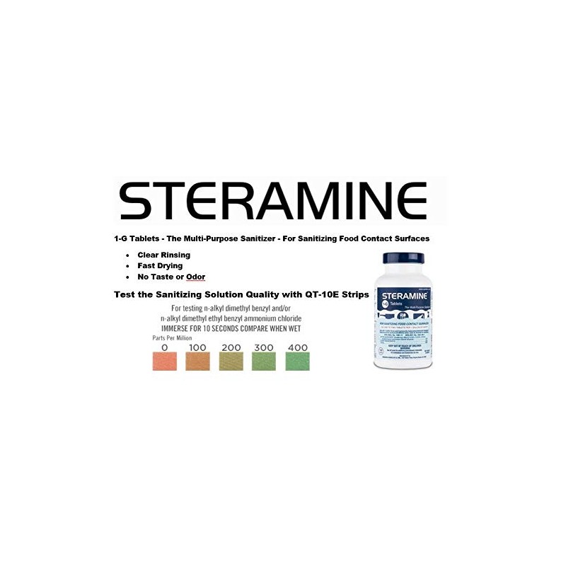 EDWARDS-COUNCILOR Steramine Quat Sanitizer Test Strips, 30 x QT-10 Test
