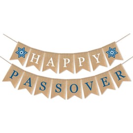 SWSATYW Burlap Happy Passover Banner Party Decoration Mantel Fireplace Garland Supplies