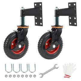 2 Pack 8 Inch Fence Gate Wheels, Gate Wheel for Metal Tube Gate Wooden Fence Gate, 600lb Capacity 360 Degree Rotation Heavy Duty Gate Wheel with Nuts Wrench Gloves