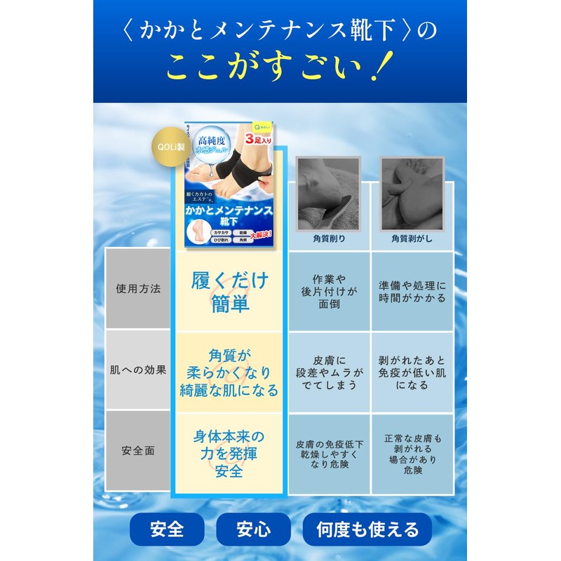 Kakato Moisturizing Socks, Set of 3, Moist Moisturizing Gel, Skin