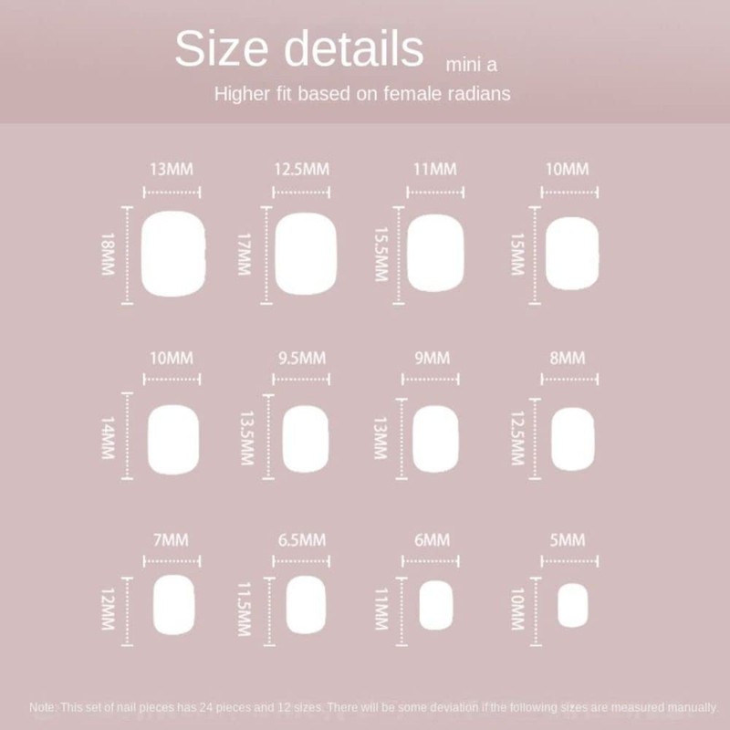 24 Pcs Short Square False Nail French Nude Pearlized Fine