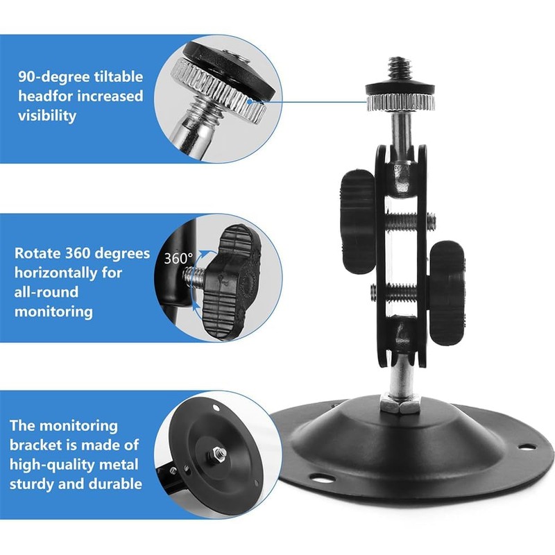 Fonyiunce Pack of 4 Camera Wall Mounts, 360° Adjustable, for