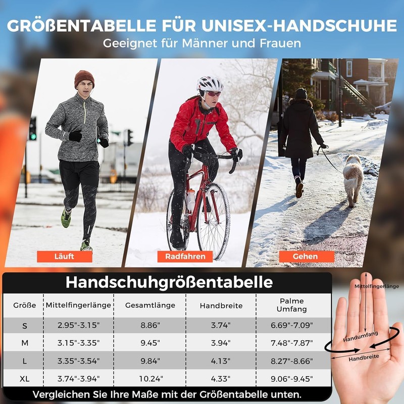 AURUZA Winter Touchscreen Gloves for Men and Women - Cycling,