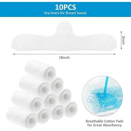 HENGBIRD Pack of 10 Reusable Cotton Bra Inserts Under the Breasts Sweat Absorber Pads Bra Sweat Pads for Women Washable, White