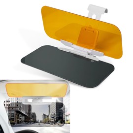 awlbed 1 PC Car Sun Visor Extension, 4.72" x 12.59" Stretch Thickened Heat Resistant HD PC Lens Anti-High Beam Goggles Day and Night Sun Visor Accessories, Suitable for Most Cars (Black & Yellow)