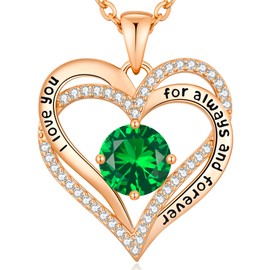 CDE Forever Love Heart Necklaces for Women, Wedding Anniversary, Birthday Gift for Wife Girlfriend Jewelry with Birthstone Pendant