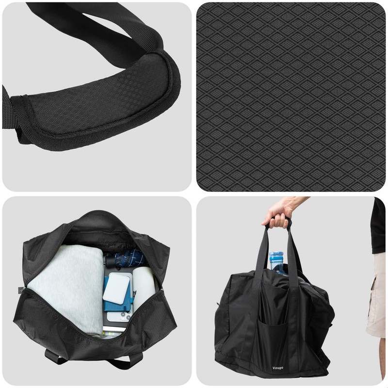 Vimapo Foldable Travel Duffle Bag with Trolley Sleeve 40L -