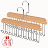 Plowatxi 2 Pack Belt Hanger with 16 Hooks, Non-Slip Wooden