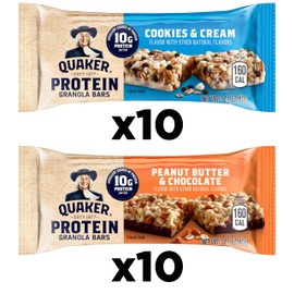 Quaker Protein Granola Bars, 2 Flavor Variety Pack, 10g Protein, 1.41 oz Bars, 20ct