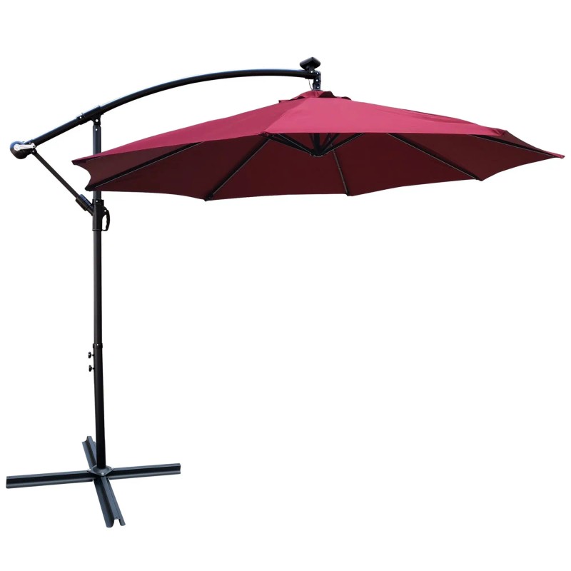 10 ft Outdoor Solar Powered LED Lighted Patio Umbrella Waterproof