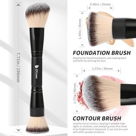 Ducare Cepillo Base Contorno Bronceador Brocha Maquillaje Doble Punta Mezclar Líquido Polvo Corrector Crema Rubor Buffe Negro