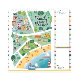 2025 Family Organiser Month to View Calendar, Hanging Memo Pad with Shopping List, Notepad, Five Columns for Organising Family Planner (Design No. 1)
