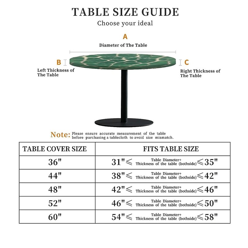 artslion Outdoor Round Tablecloth with Elastic Band 52In (130Cm) Elastic