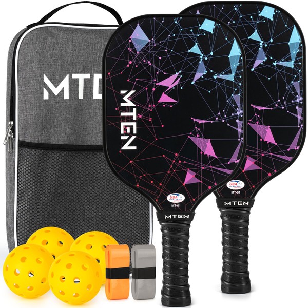 Pickleball Paddles Set of 2, USAPA Approved Fiberglass Surface Pickleball