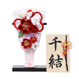 Osaka Choseido Hagodo, Cute, Stylish, Compact, With Stand, Name Insert, Wooden Card Bonus (Sold Separately), First New Year, New Year Decoration, Rabbit Hairpin (Red)