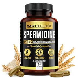 Earth Elixir Suplementos Espermidina 1200 Cápsulas Fabricado Estados Unidos Pureza Máxima Polvo 100 Pura Extracto Germen Trigo Fermentado Cero