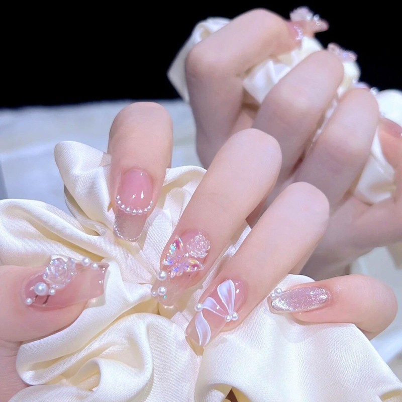 Nail Tips 24 Pcs Set Long False Nail 3D Glossy