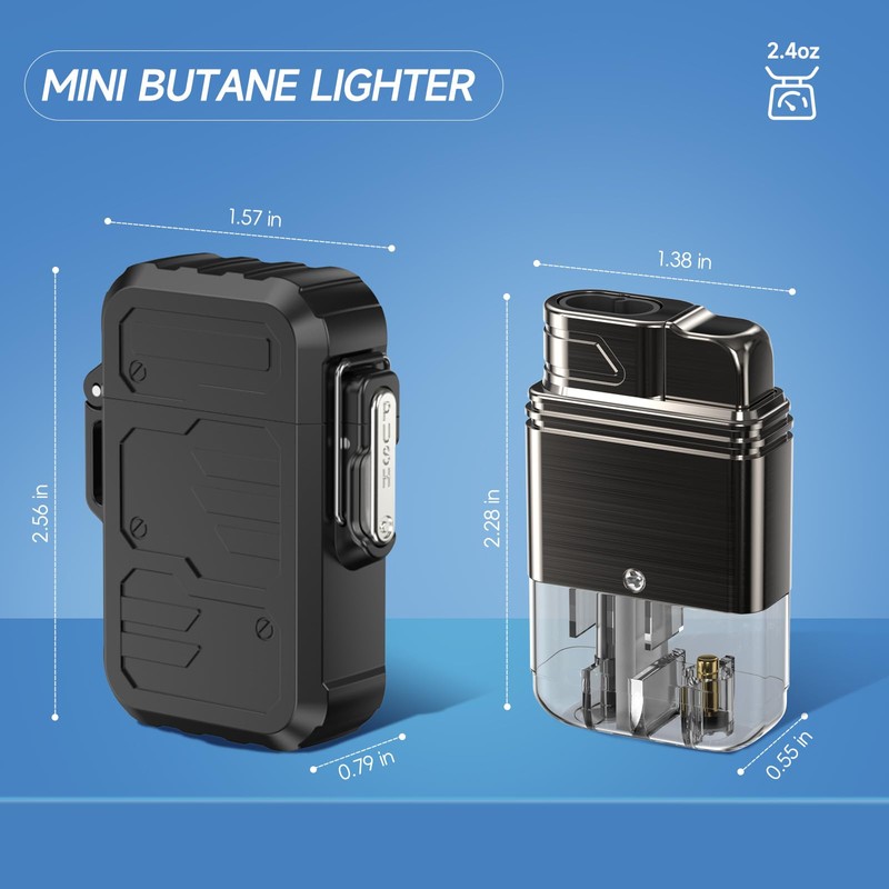 TOPAKY Torch Lighter, Waterproof Windproof Dual Flame Butane Lighter, Refillable