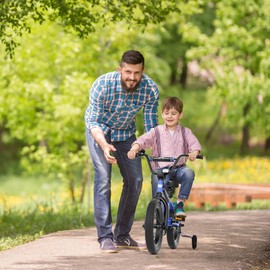 Glaf Kids BMX Style Bike with Training Wheels for Ages 2-8 Toddlers Boys Girls Bicycle Dual Brakes Balance to Pedal Children Bikes (Blue, 14)