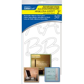Westcott LetterCraft Removable Vinyl Lettering, Angeline Script, 2", White (15824)