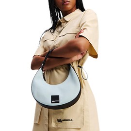 Karl Lagerfeld Jeans Women's Box Logo Small Halfmoon SHB Shoulder Bag, Light Blue, light blue