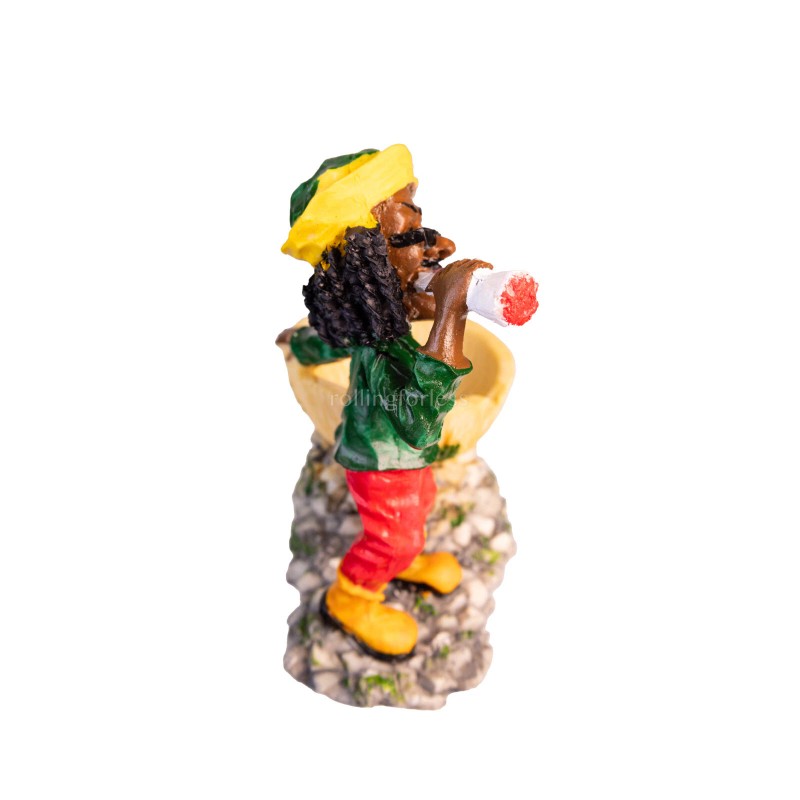 4.75" Small Rasta Jamaican Man Holding Bowl Polyresin Ashtray Decoration