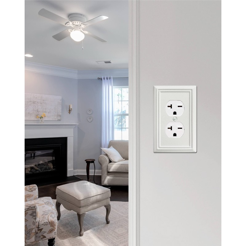 ZILLSEA 4-Pack Duplex Outlet Cover, Metal Wall Plate for Electrical