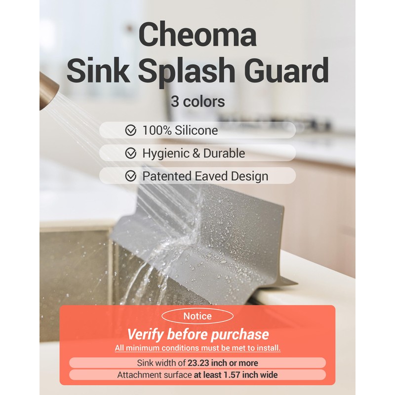 23 inches 100% Premium Silicone Kitchen Sink Splash Guard -