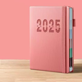 2025 Planner 5.6'' x 8.3'', A5 Size Hardcover Calendar Planner, Pink, A Monthly, Weekly, Daily Planner Calendar, Appointment Book, Ultra thick 400 Pages, Notebook for School, Office Schedule