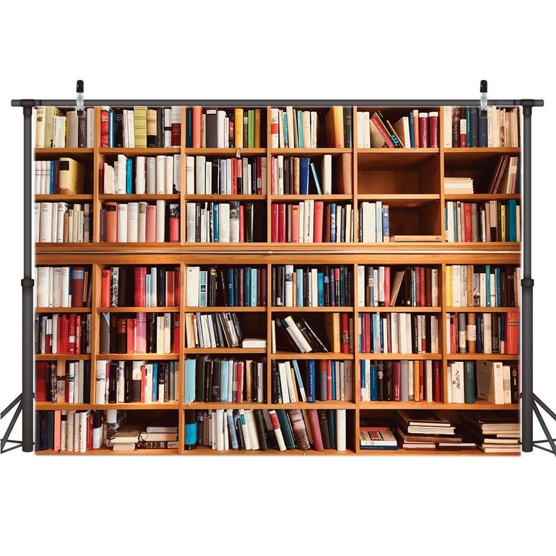 AIIKES 7x5FT Bookcase Photography Backdrop School Library Study Bookshelf Scene