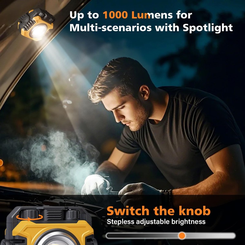 Samyoung 2-Pack 2400LM Magnetic Rechargeable Work Light, Dual-Sided LED Work