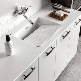 QXSTME 30 Pack 5 Inch Cabinet Pulls Matte Black Stainless Steel Handles Round Rod Handles Kitchen Handles for Cabinets and Drawers 5 InchLength, 3 Inch Hole Center