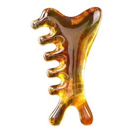 MagiDeal Resin Massage Comb Facial Massager Practical Gift, Smooth for Women Men Guasha Scraping Scalp Comb Handheld Head Massage Tool, Brown