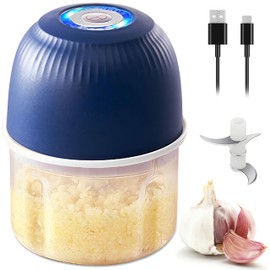 Mini Food Processor Cordless, 250ml Small Garlic Chopper 1 Cup, Battery USB Rechargeable Electric Food Chopper Wireless, Portable Vegetable Meat Blender Kitchen Mixer for Onion, Salad, Baby Food(Blue)