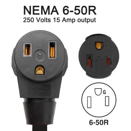 Getwiredusa NEMA L6-15P to 6-50R, AC 15A to Welder 50A Adapter Cord 15A 250V