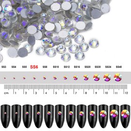 Dowarm 1440 Pieces SS6 Flatback Rhinestones, 2MM Flatback Nail Crystal Rhinestones for Craft Nails Dance Costumes, Non Hotfix Rhinestones (SS6 / 2MM, Blue Moonlight)