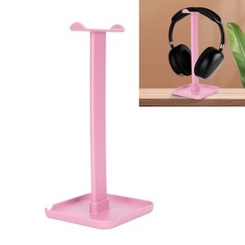 2 in 1 Headphone Stand with Phone Holder, ABS Gaming Headset Headphone Stand Holder Hanger, Solid Base, Tablet Holder (Pink)