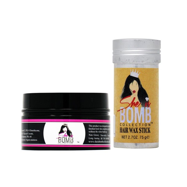 She Is Bomb Collection Edge Control 3.5oz + Hair Wax Stick 2.7oz