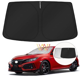 DAZFE 2022 Model Honda Civic Type r fl5 Sunshade for Windshield Honda Civic 6th Generation Car Sunshade September 2022 - Current UV Protection Sunshade Foldable No Suction Cup Custom Parts Light Insulation Lightweight 6-Layer Construction Easy Installation Storage Bag Included