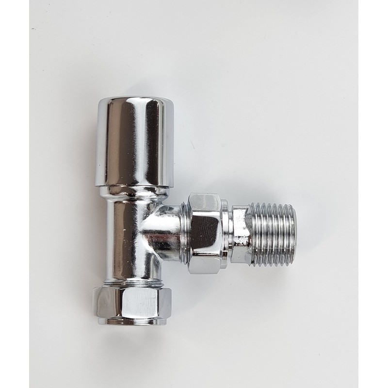 Greenedhouse Malmo Chrome Angled Towel Rail Valve. 15mm /1/2'' Radiator